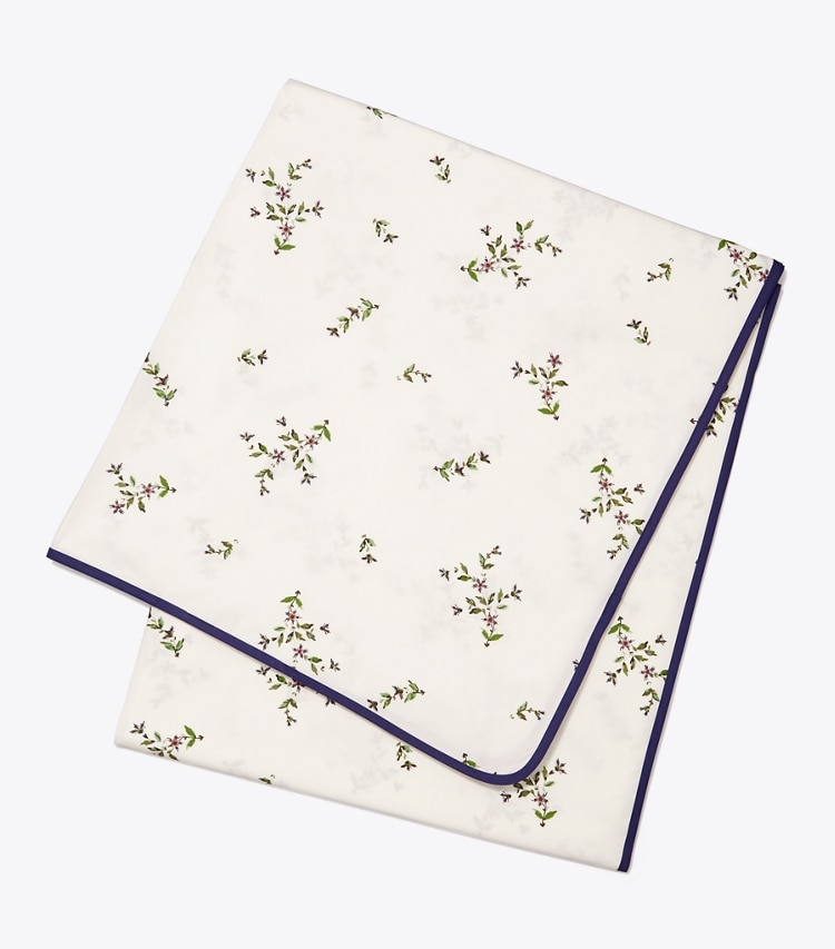 Tory Burch designer linens Jolie Fleur Tablecloth, 126" x 70"  in NEW IVORY front