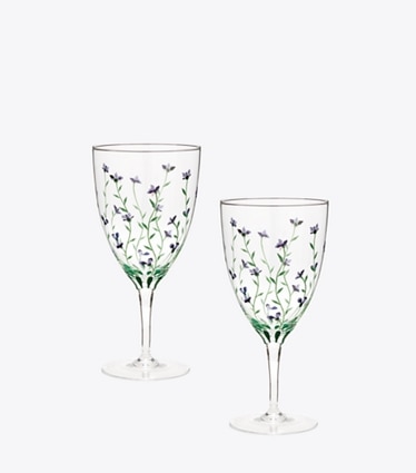 Tory Burch designer tabletop & drinkware Jolie Fleur Water Glass, Set of 2 in Clear / Multi group