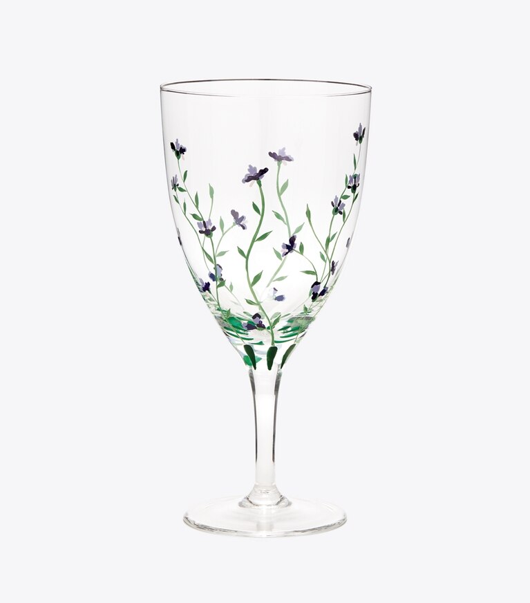Tory Burch designer tabletop & drinkware Jolie Fleur Wine Glass, Set of 2 in Clear / Multi group