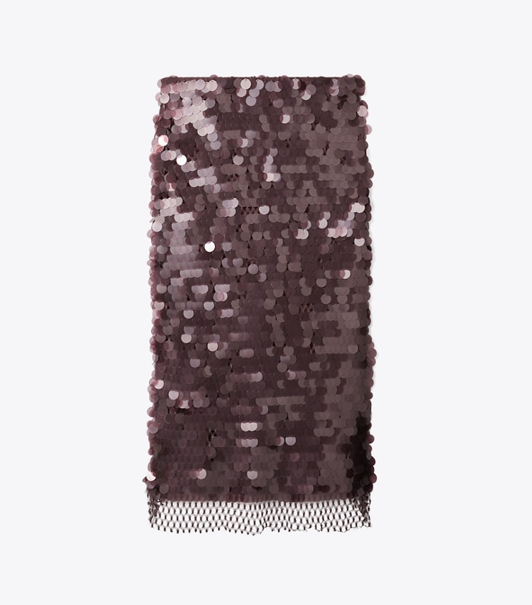 Tory Burch designer bas Jupe à paillettes in Smoky Plum front