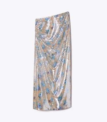 Tory Burch designer bas Jupe à paillettes in Blue Roses front