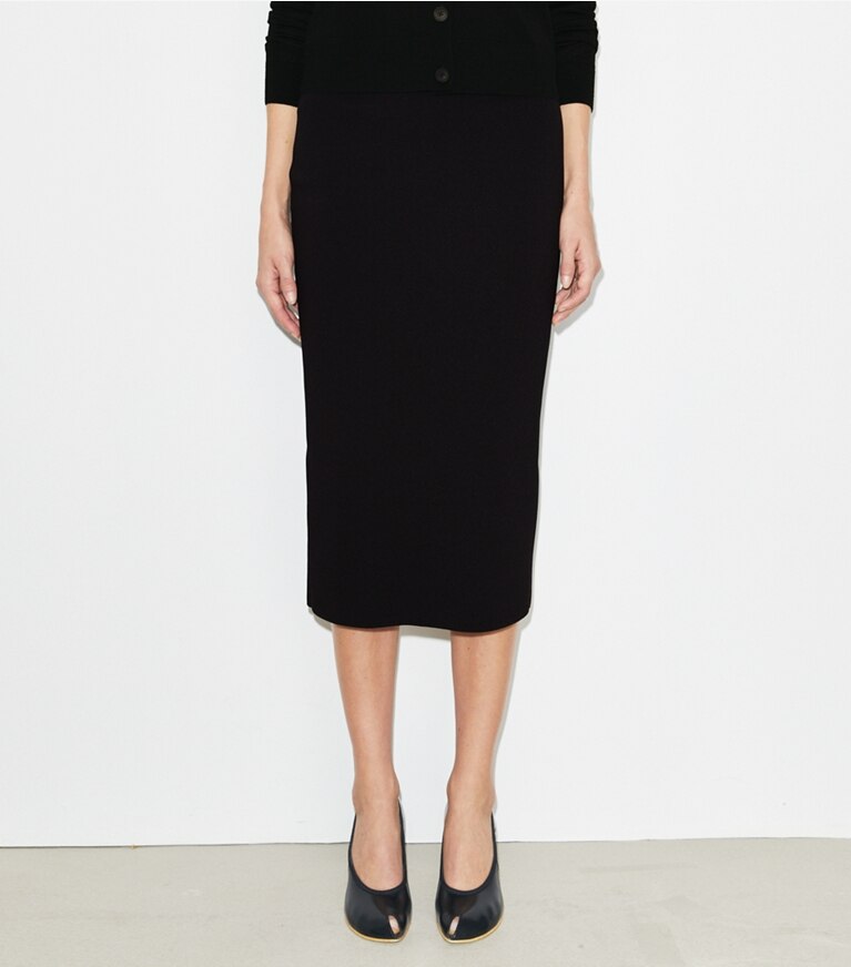 Tory Burch designer bas Jupe crayon à compression dans Black détail sur modèle
