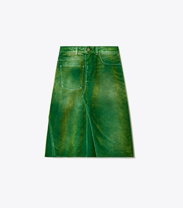 Tory Burch designer bas Jupe déstructurée en denim in Soft Emerald front