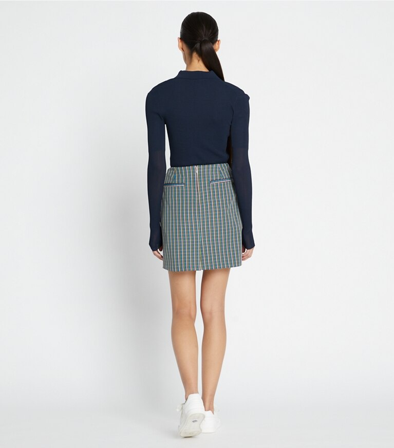 Tory Sport designer bas Jupe de golf en sergé plissée sur l’avant in Winetasting Pincheck Plaid front