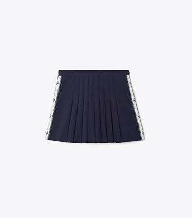 Tory Sport designer bas Jupe de tennis à pinces en sergé in Deep Navy front