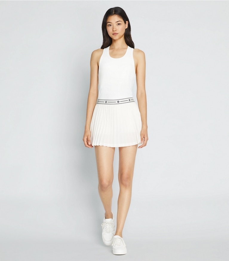 Tory Sport designer bas Jupe de tennis en mesh in Snow White front