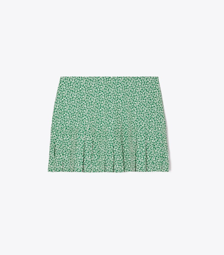 Tory Sport designer bas Jupe de tennis plissée imprimée in Evergreen Ditsy Daisy front