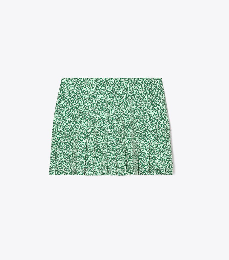 Tory Sport designer bas Jupe de tennis plissée imprimée in Evergreen Ditsy Daisy front