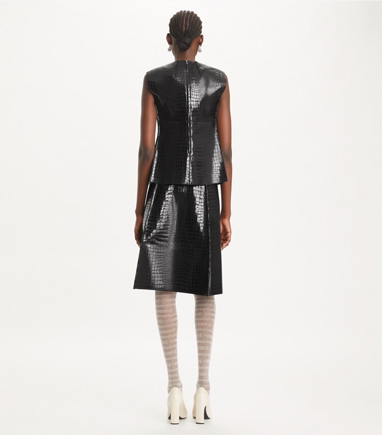 Tory Burch designer bas Jupe effet croco in Black on model back