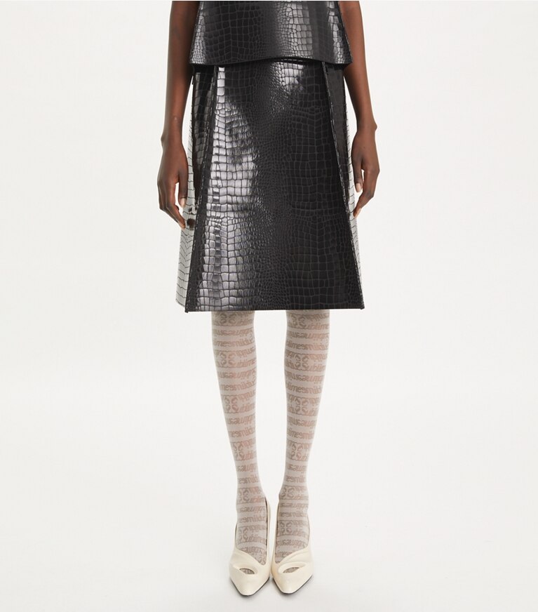 Tory Burch designer bas Jupe effet croco in Black front