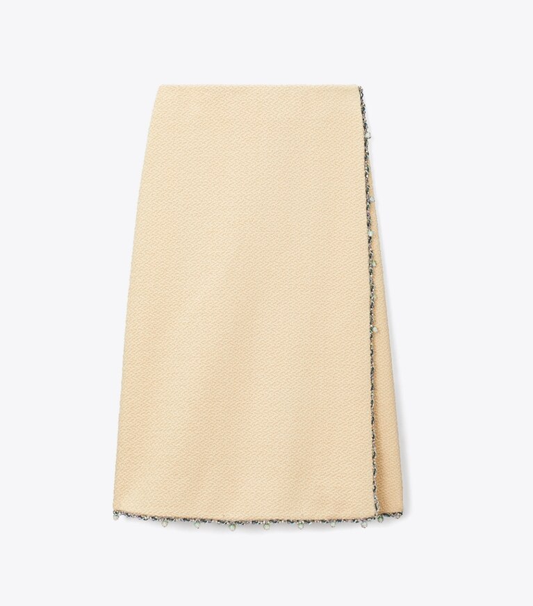 Tory Burch designer bas Jupe en bouclé dans Ivory de face
