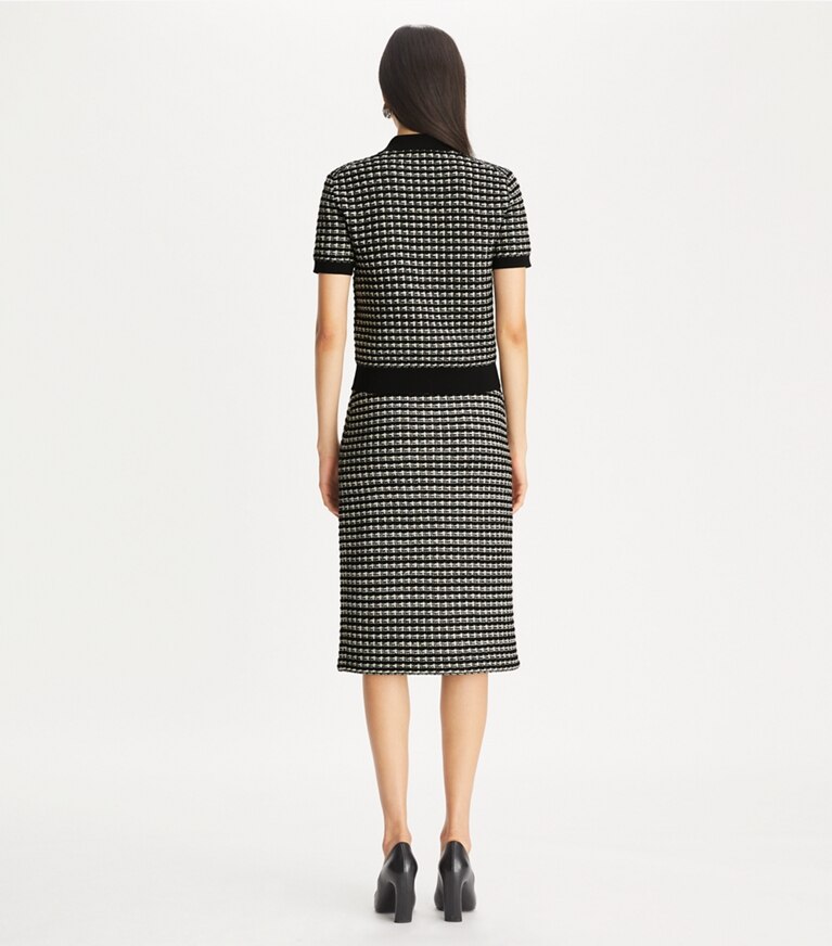 Tory Burch designer bas Jupe en maille jacquard in Black / Green front