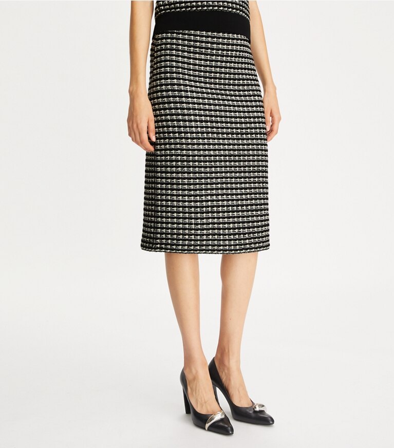 Tory Burch designer bas Jupe en maille jacquard in Black / Green front