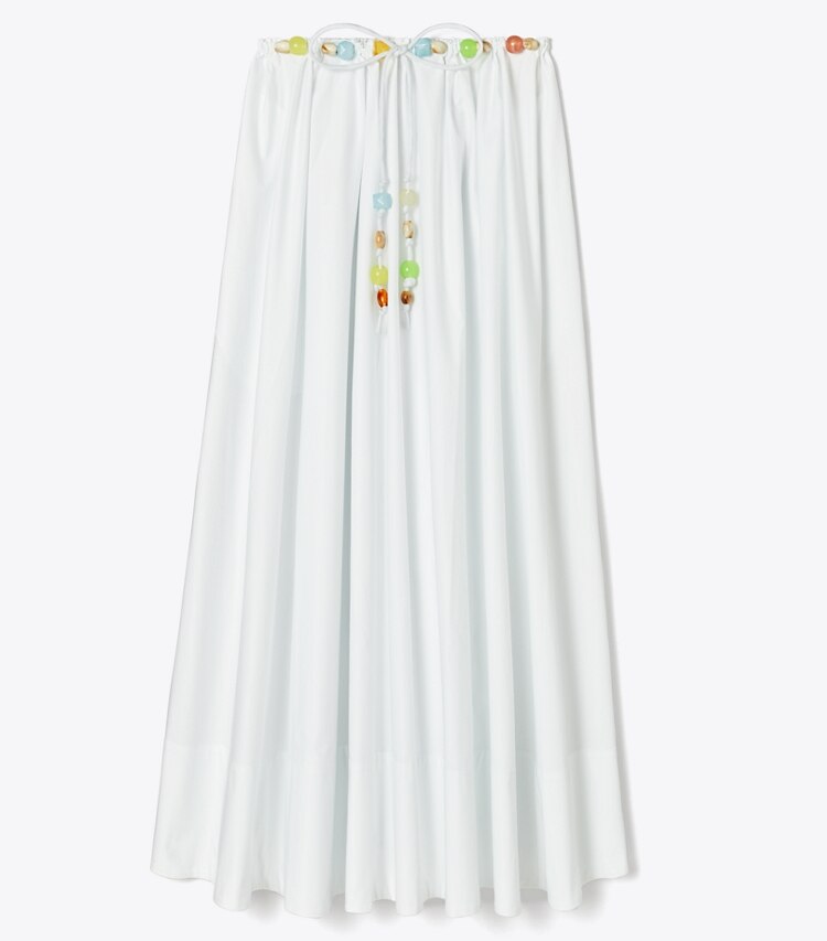 Tory Burch designer paréos Jupe en popeline de coton à perles in White front