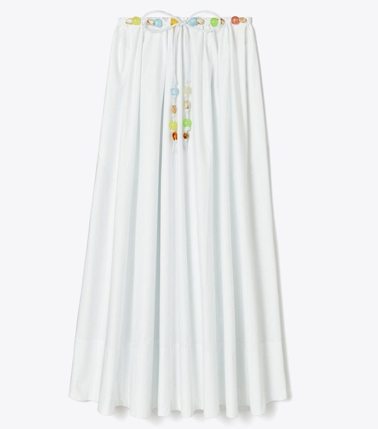 Tory Burch designer paréos Jupe en popeline de coton à perles in White front