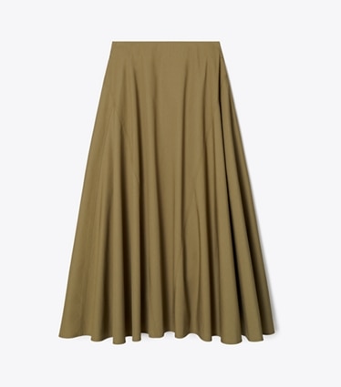 Tory Burch designer bas Jupe en popeline de coton in Olive front