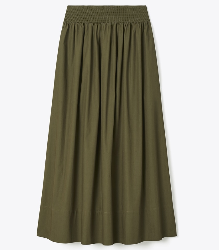 Tory Burch designer bas Jupe en popeline in Olive Pesto front