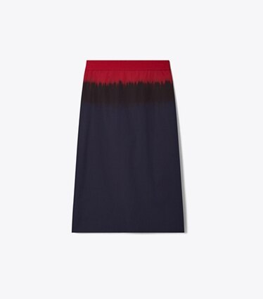 Tory Burch designer bas Jupe en popeline dans Medium Navy / Red de face