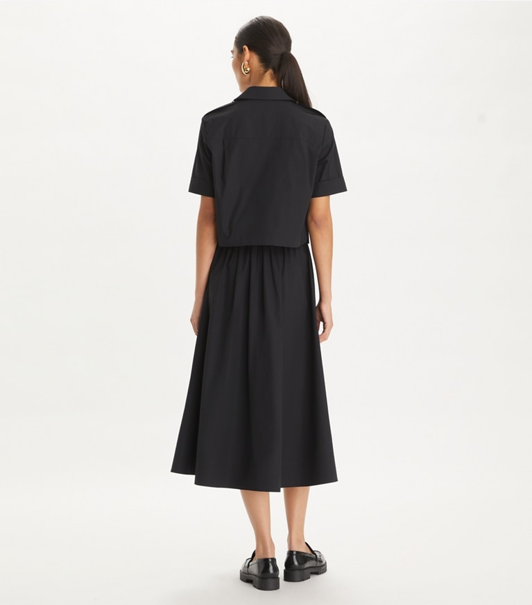 Tory Burch designer bas Jupe en popeline dans Black sur modèle, de dos