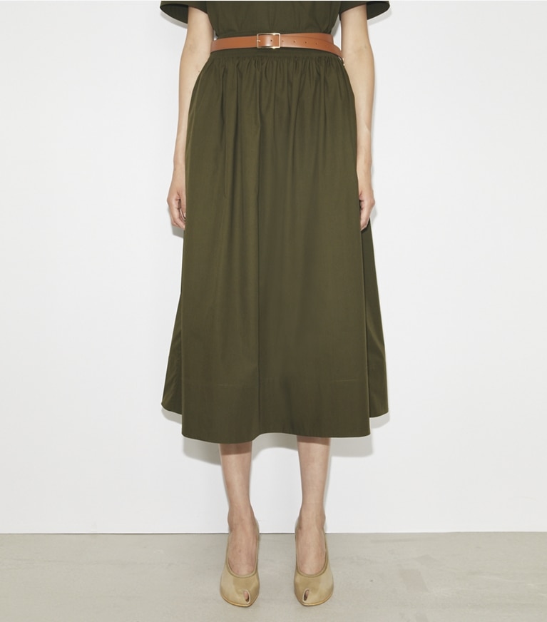 Tory Burch designer bas Jupe en popeline in Olive Pesto front