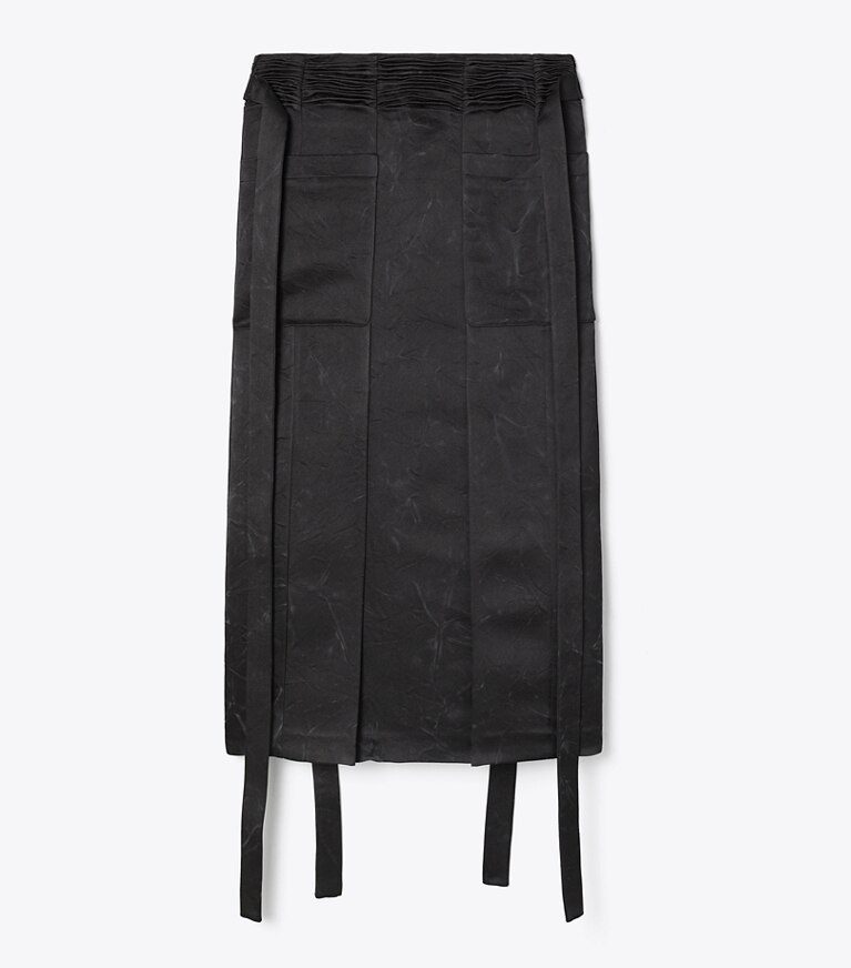 Tory Burch designer bas Jupe en satin de soie dans Black de face