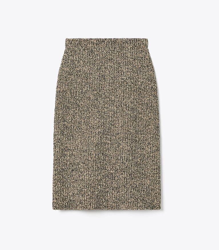 Tory Burch designer bas Jupe en tweed in Black White Multi / Oatmeal Melange front