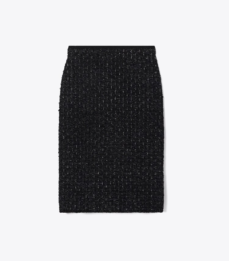 Tory Burch designer bas Jupe en tweed métallisé dans Black Multi de face