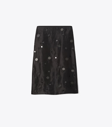 Tory Burch designer bas Jupe ornée de miroirs in Black front