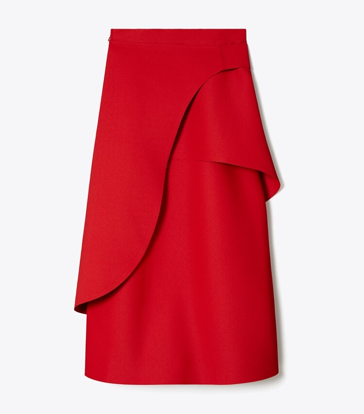 Tory Burch designer bas Jupe portefeuille en crêpe in Royal Red front