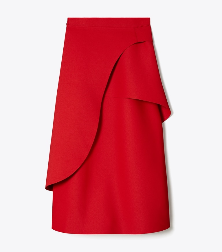 Tory Burch designer bas Jupe portefeuille en crêpe in Royal Red front