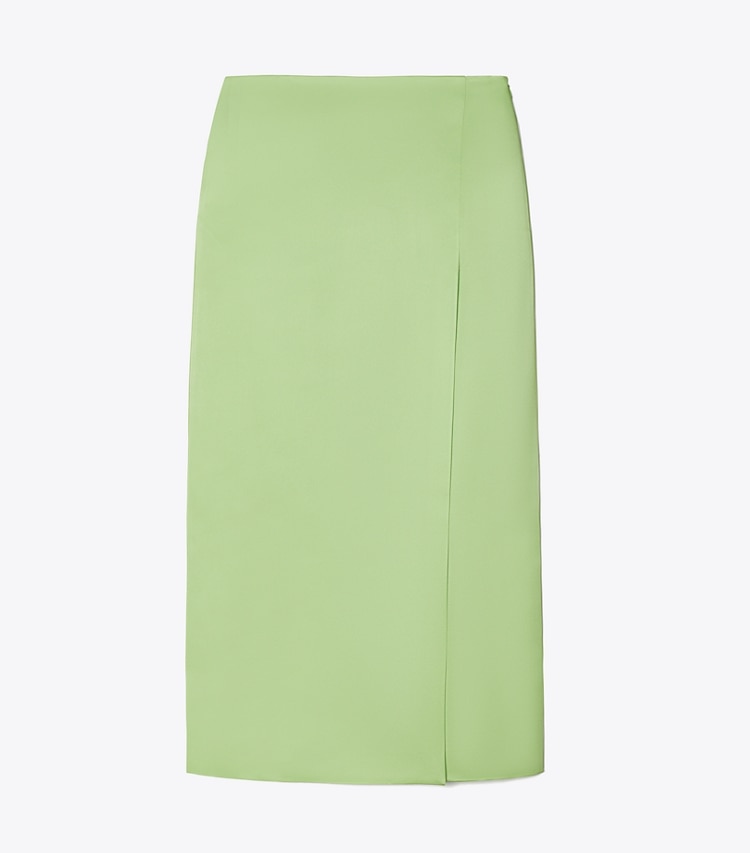 Tory Burch designer bas Jupe portefeuille en satin dans Mint de face