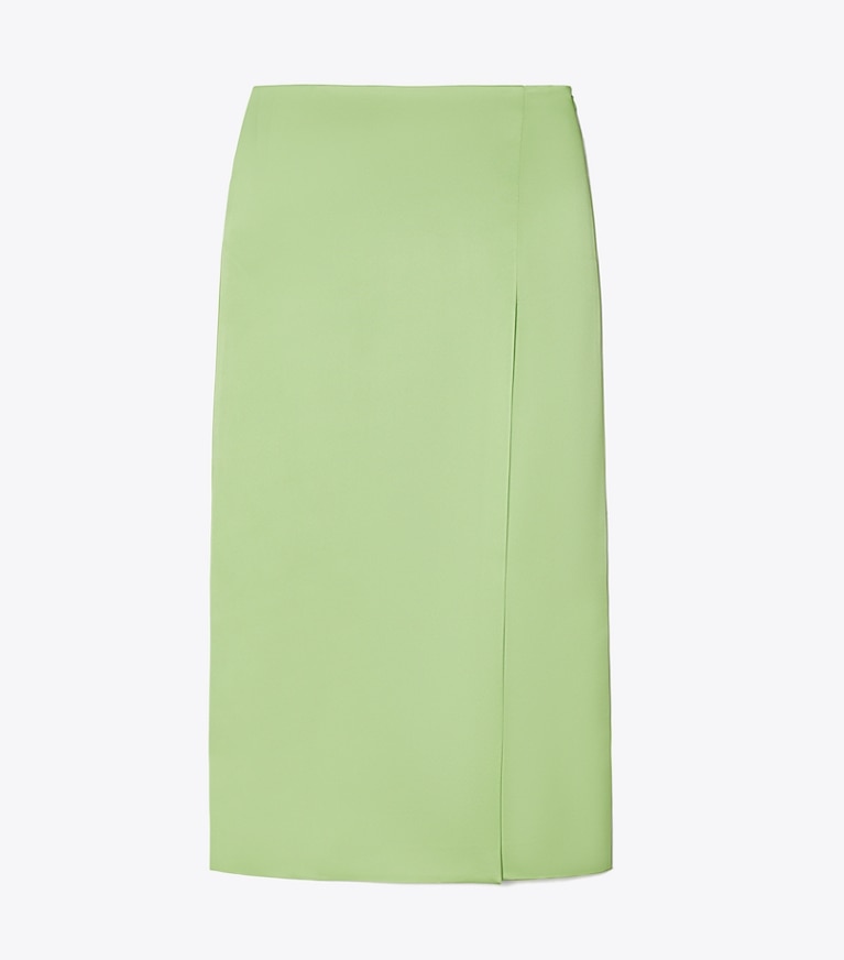 Tory Burch designer bas Jupe portefeuille en satin dans Mint de face