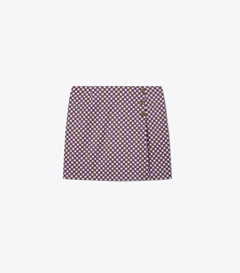 Tory Sport designer bas Jupe-short de golf performance imprimée in Mocha Chip Foyer Geo front