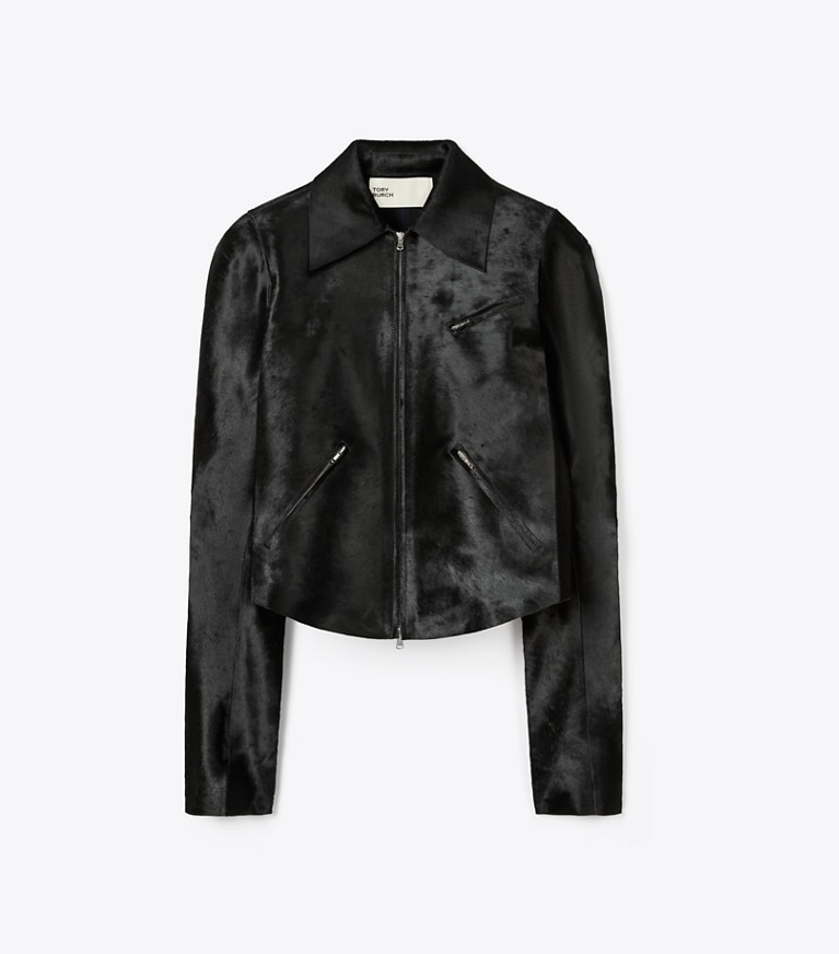 Tory Burch designer jacken Kalbshaarjacke in Black front
