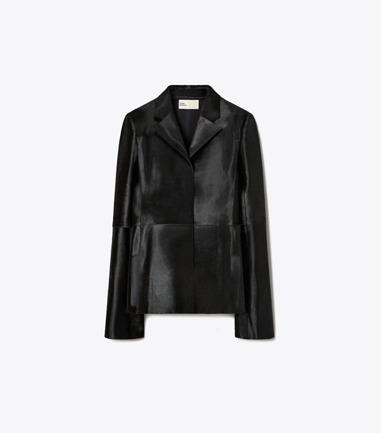 Tory Burch designer jacken Kalbshaarjacke in Black front