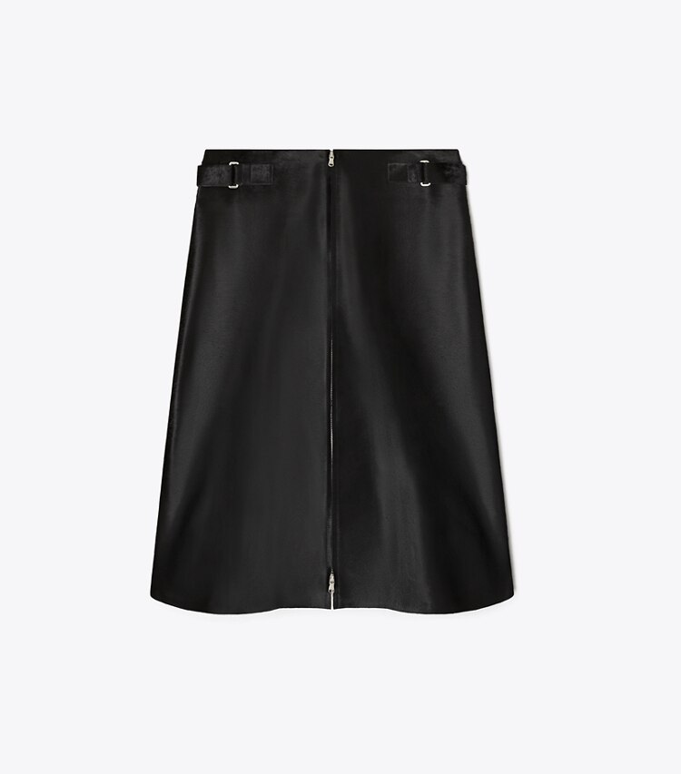 Tory Burch designer unterteile Kalbshaarrock mit Reißverschluss vorne in Black front