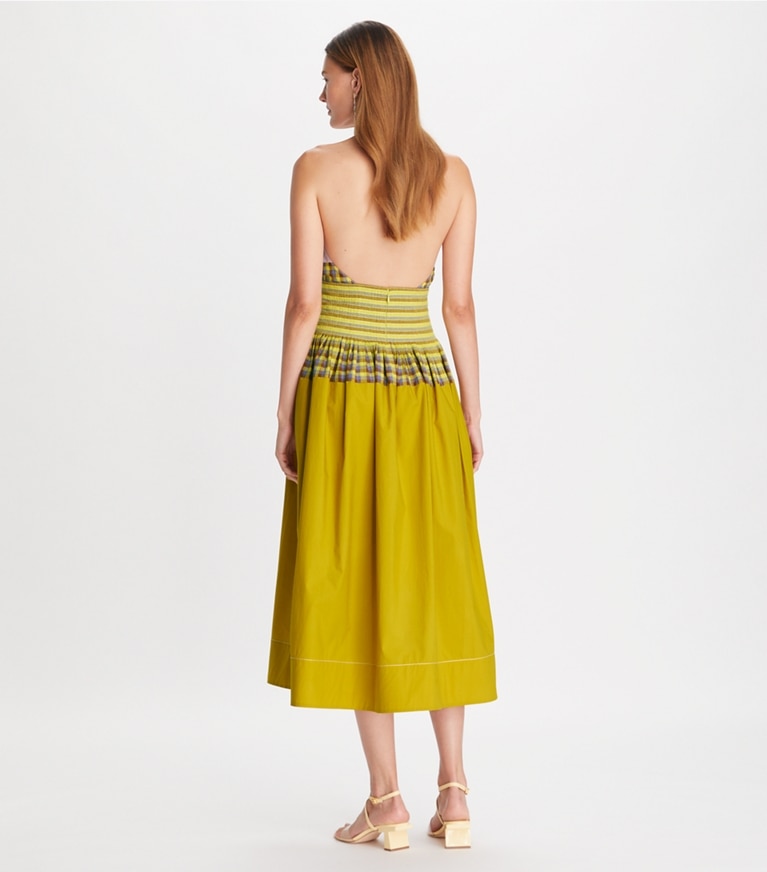 Tory Burch designer kleider Kariertes Veronica Kleid in Colorblock-Optik in Lemon Lime front