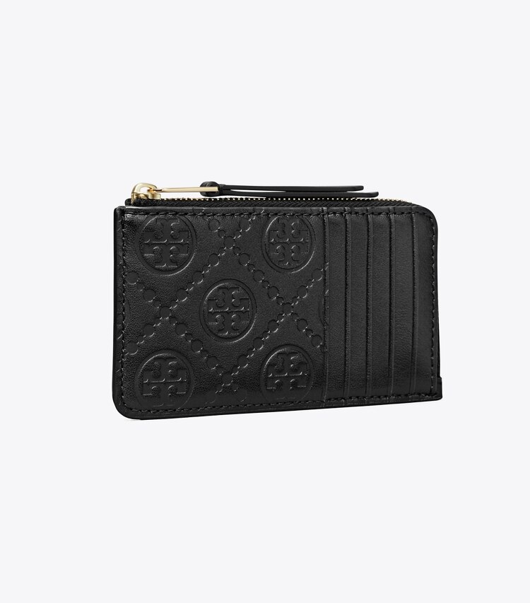 Tory Burch designer kartenetuis Kartenetui aus Leder mit T-Monogramm und Reißverschluss in Black angle