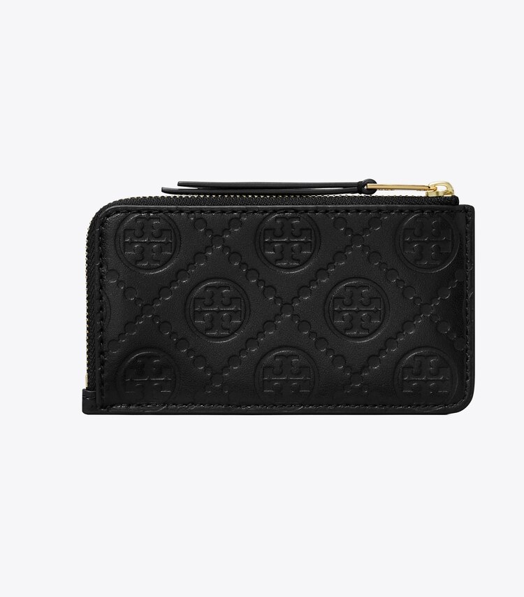 Tory Burch designer kartenetuis Kartenetui aus Leder mit T-Monogramm und Reißverschluss in Black zurück