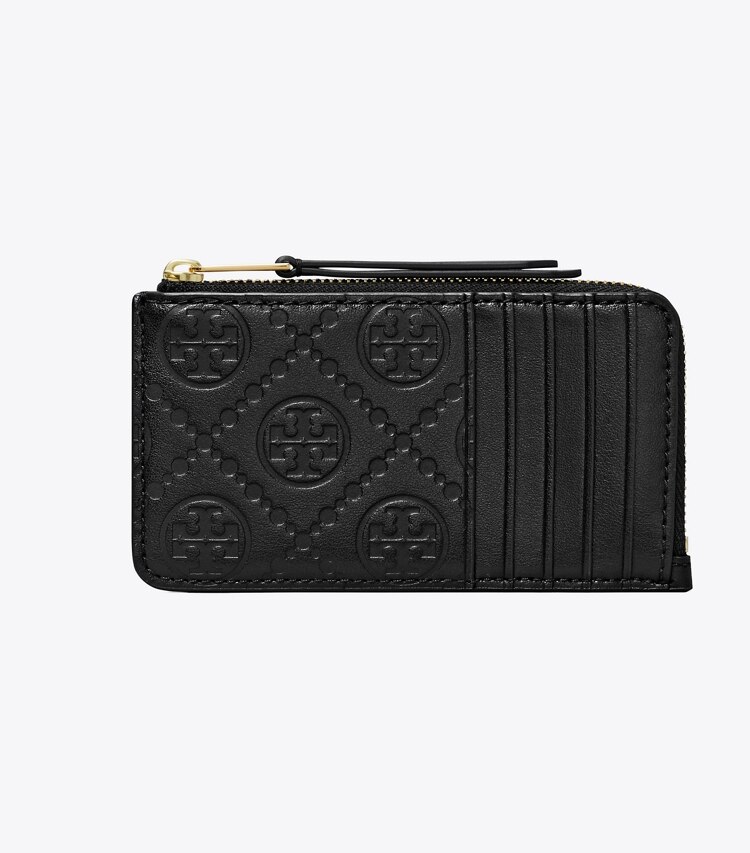 Tory Burch designer kartenetuis Kartenetui aus Leder mit T-Monogramm und Reißverschluss in Black front