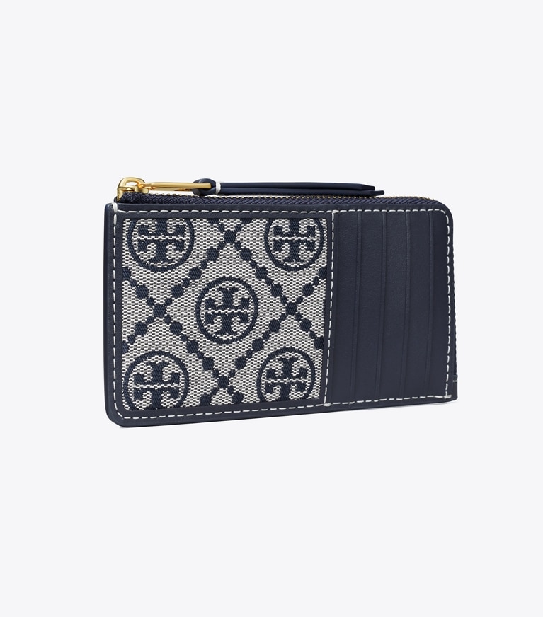 Tory Burch designer kartenetuis Kartenetui mit T-Monogramm und Reißverschluss in Tory Navy angle
