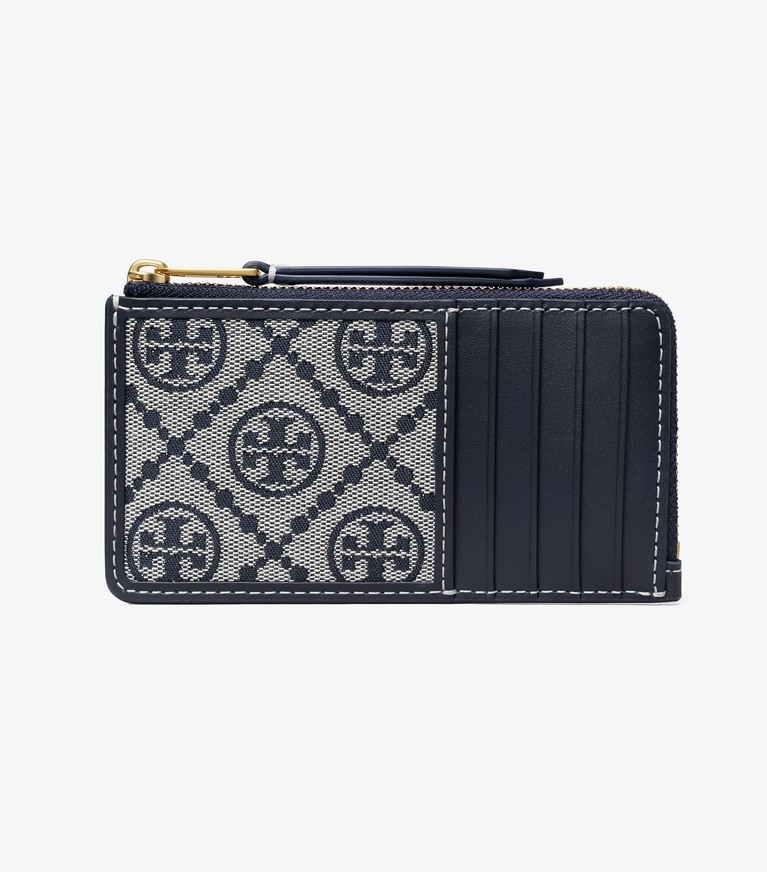 Tory Burch designer kartenetuis Kartenetui mit T-Monogramm und Reißverschluss in Tory Navy angle