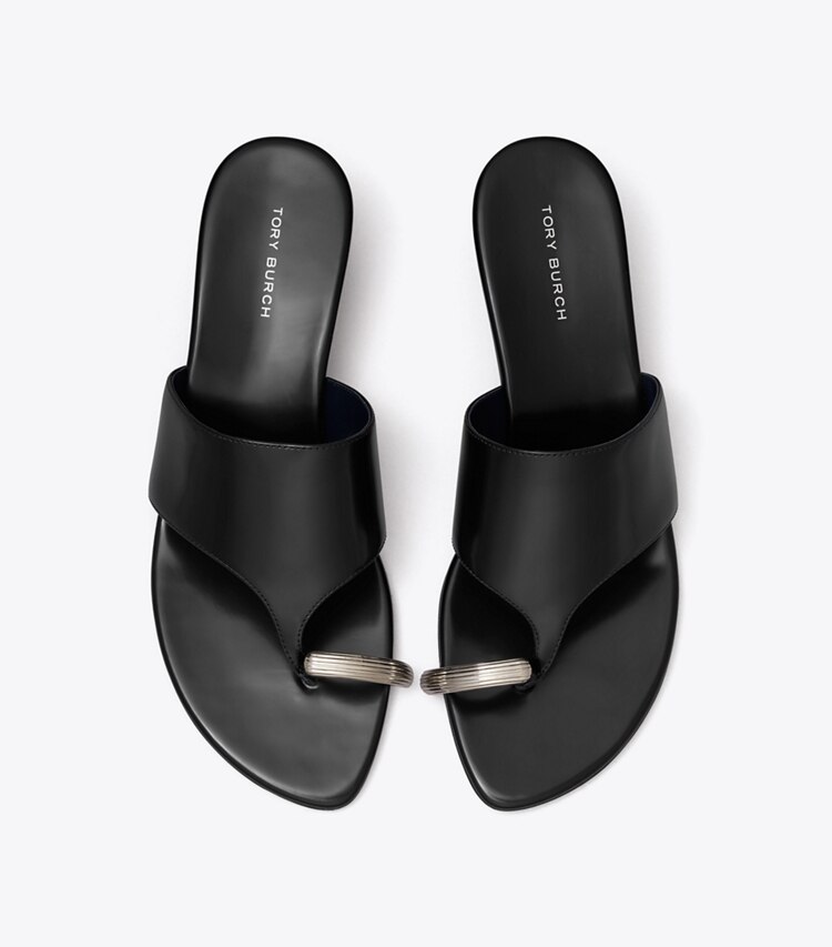 Tory Burch designer sandalen Keilabsatzsandale mit Piercingdetail in PERFECT BLACK von oben