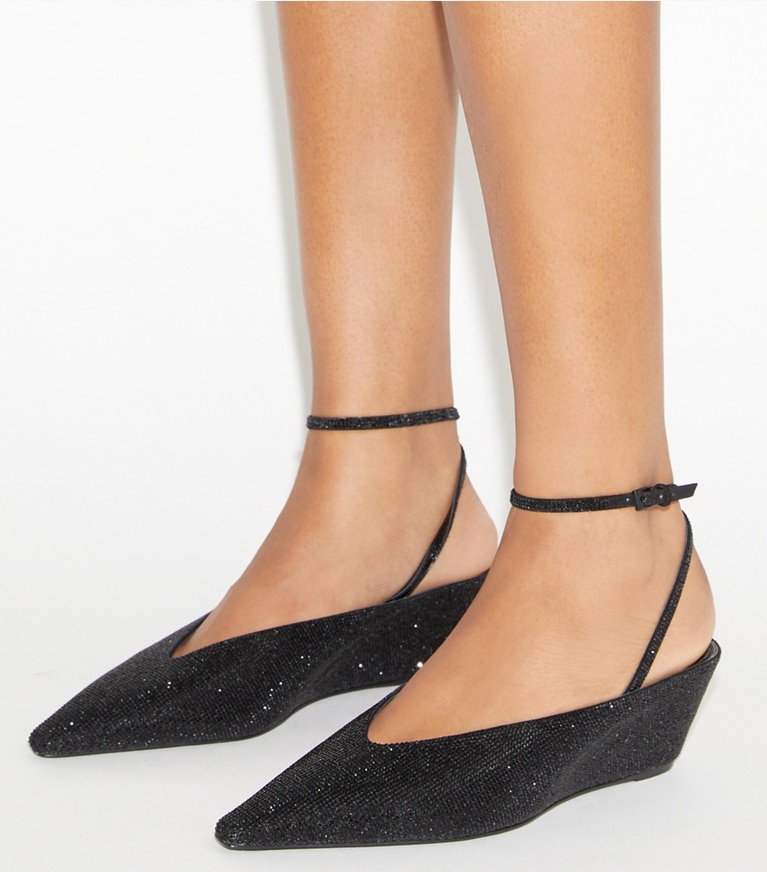 Tory Burch designer heels Keilabsatzschuh mit Pavé in PERFECT BLACK / PERFECT BLACK angle