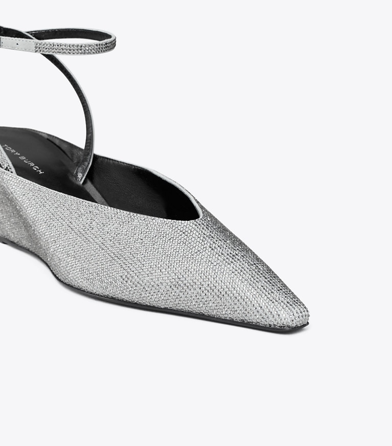 Tory Burch designer heels Keilabsatzschuh mit Pavé in LAPIS / LIGHT BLACK DIAMOND angle