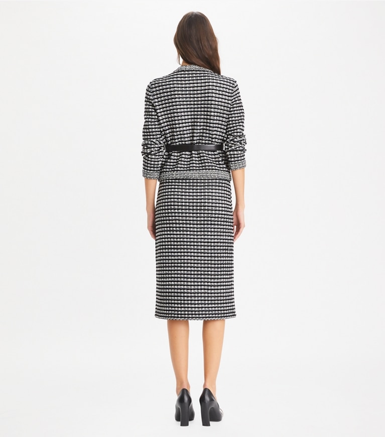 Tory Burch designer strickware Kendra Cardigan aus Jacquard in Black / White front