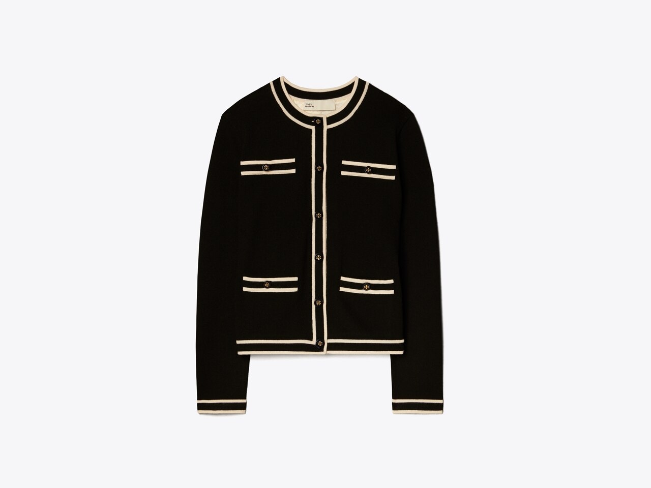 Tory Burch - Black Cardigan Sweater - Black, Cream - Small - Top