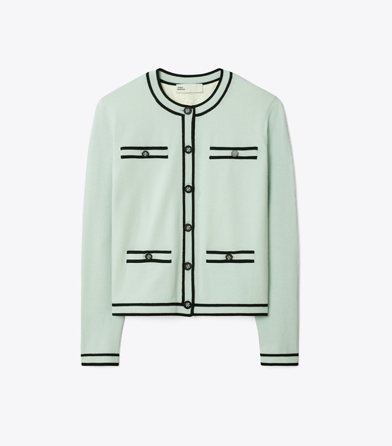 Tory Burch designer セーター ケンドラ カーディガン in Iced Mint front