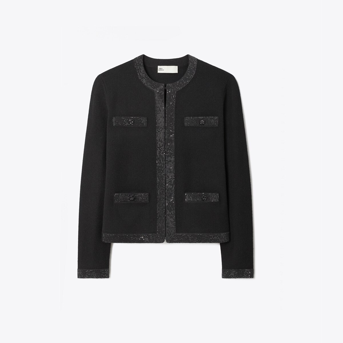 KENDRA EMBELLISHED WOOL CARDIGAN