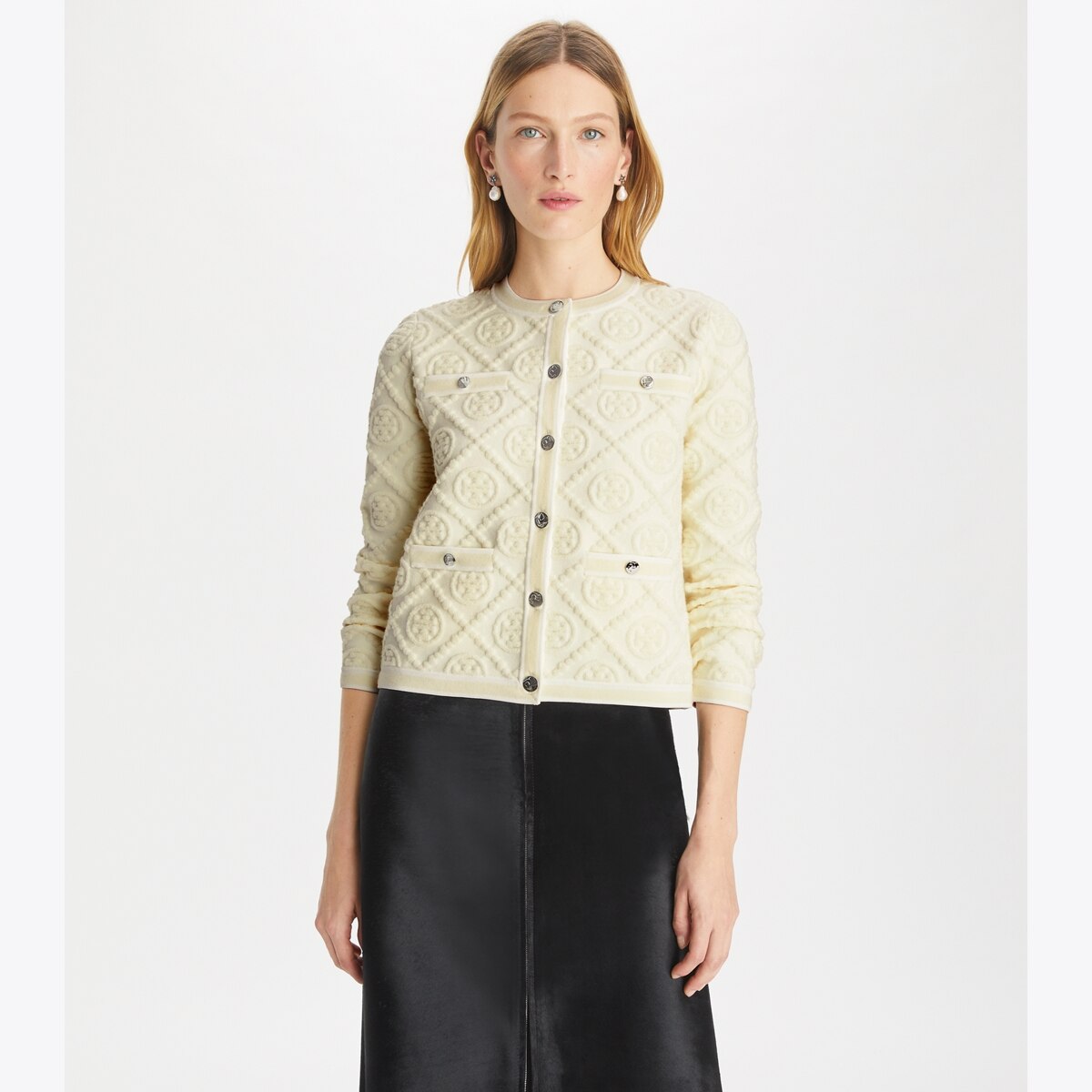 Kendra Embossed Cardigan: Women's Designer Sweaters | Tory Burch